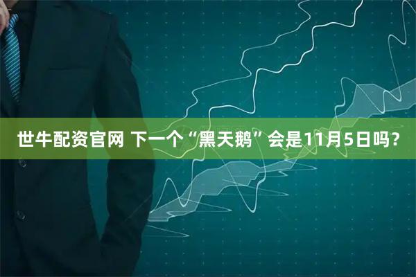 世牛配资官网 下一个“黑天鹅”会是11月5日吗?